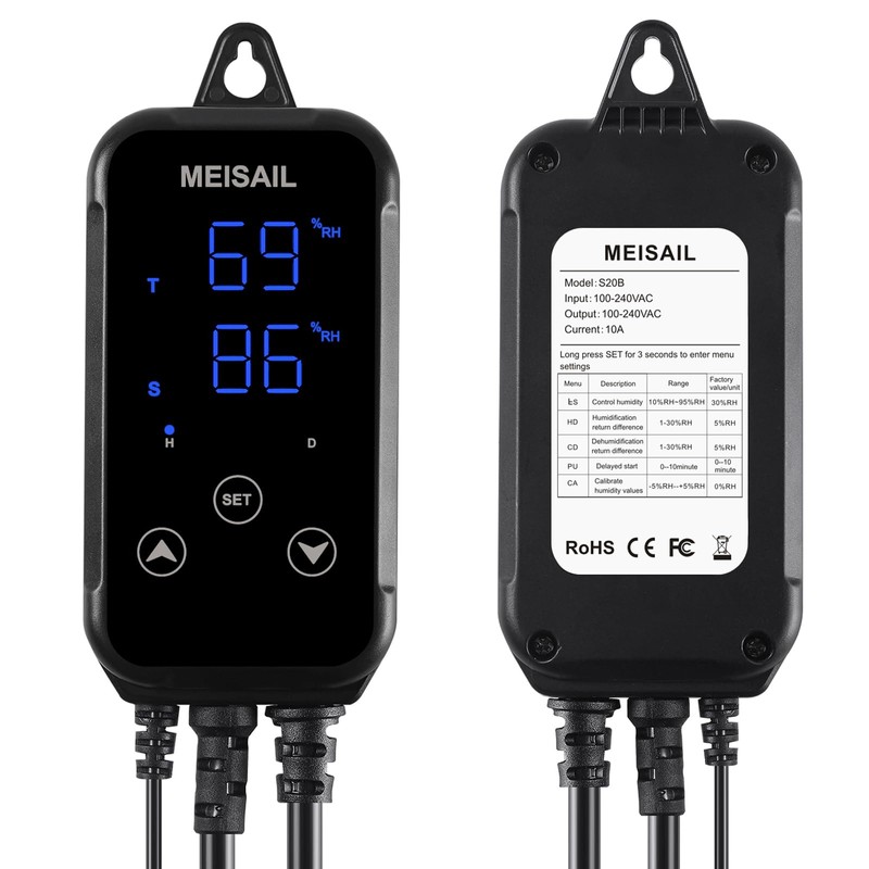 MEISAIL Humidity Controller S20B Humidistat for Humidification and Dehumidification -