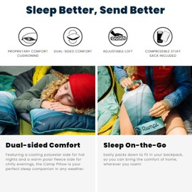 Rumpl The Adjustable Camp Pillow - Full Size Packable Outdoor and Travel Pillow, Two-Sided Temperature Control, 22" x 15", Baja Fade