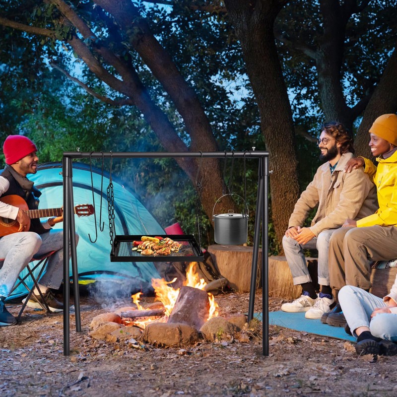 HONYTA Campfire Swing Cooking Grill Stand, Collapsible Campfire Cooking Rack