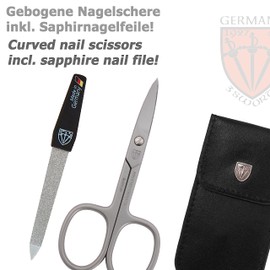 3 Swords Germany - Brand Quality Stainless Steel INOX Curved Nail Scissors with case, Manicure Pedicure Grooming - Professional Finger & Toe Nail Care by 3 Swords, Made in Solingen Germany (200211)