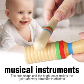 Wooden Guiro, Guiro Crow Sounder Toy Percussion Musical Instrument for Kids Children