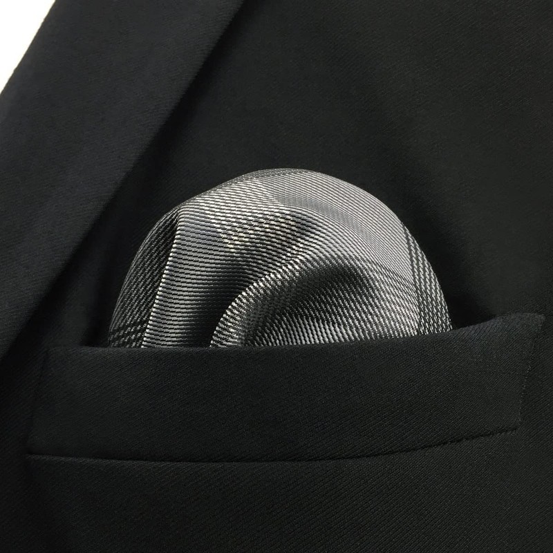 S1 SHLAX&WING Check Grey Men's Necktie 100% Silk, 12.6 x