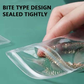 Small Plastic Bags, 100 Pcs Mini Baggies, Clear Plastic Jewelry Zip Bags, Thick Self Sealing OPP Bags, Clear Zip lock Bags, Resealable Poly Bags for Pill, Beads, Screws, Packaging (1.6x2.4"）