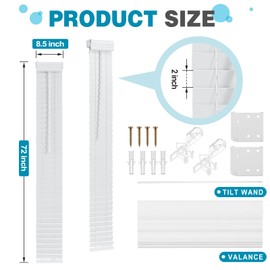 DoubleFill 2 Pack 2 in Cordless Sidelight Blinds 8.5 x 72 in Horizontal White Faux Wood Front Door Window Blind Plantation Adjustable Tilt Wand Smooth, Privacy, Room Darkening for Home Entry Side Door