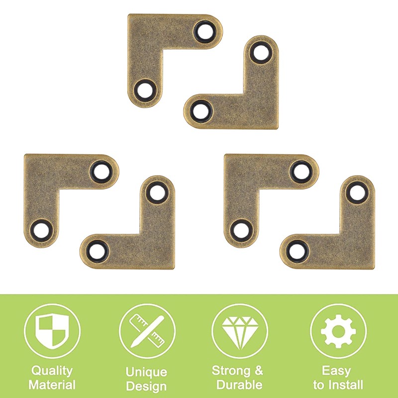 UFURMATE Flat Corner Braces, 12Pcs Brass Corner Brace Brackets Heavy