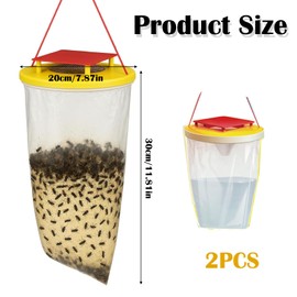 Fruit Fly Trap, Super Ninja Fruit Fly Trap, Outdoor Fly Catcher for Garden, Farm, Stable, 2 Pack with Effective Bait, 20 x 30 cm