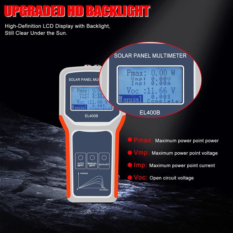 KAOLALI Digital 400W Solar Panel Smart Tester Auto/Manual MPPT Photovoltaic