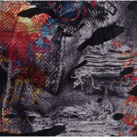 styleBREAKER Beanie Hat in Split Style with Splats and Signs in Destroyed Vintage Look, Unisex 04024077, Anthracite-red-blue-yellow