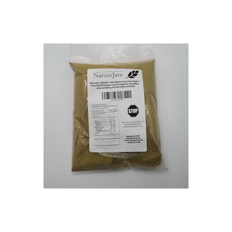 Naturejam ORGANIC 100 Matcha Green Tea Powder 1 Pound BULK-Premium