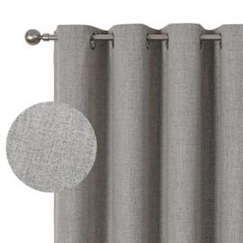 Airwill Blackout Linen Curtains 72 Inches Long 2 Panels, Thermal Insulated Burlap Curtain & Drapes, Grommet Room Darkening Textured Curtains for Bedroom Living Room (52x72 Inch,Light Beige)