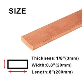 Ququyi Pure Copper Flat Stock - 1/8" T 0.8" W 8" L Copper Sheet Bar - 99.9% Cu Metal for Jewelry, Crafts, Repairs, Electrical