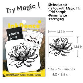 Semi-Permanent Tattoo, Serene Lotus Bloom, Long Lasting Temporary Tattoos, Waterproof Plant-Based Ink, Lasts 1-2 Weeks, Color Develops in 24 Hours MNF032