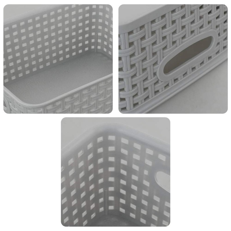 Cadine Grey Plastic Storage Baskets, 6 Pieces, Small Basket, Storage