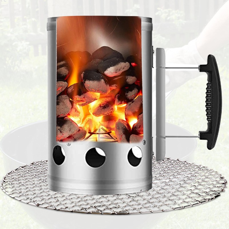 Navoys Barbecue Chimney Starter – Charcoal Quick-Light Kit with Safety