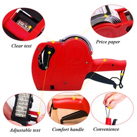 MX-5500 8 Digits Price tag Gun with 5000 Sticker Labels and 3 Ink Refill, Label Maker Pricing Gun Kit Numerical Tag Gun for Office, Retail Shop, Grocery Store (A/Blue)