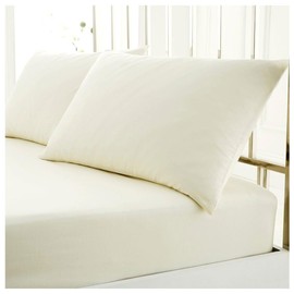 Polycotton Super King Fitted Sheet (180 X 200 Cm) - Super Soft Elasticated Corners Bed Sheets 25cm Deep Cream