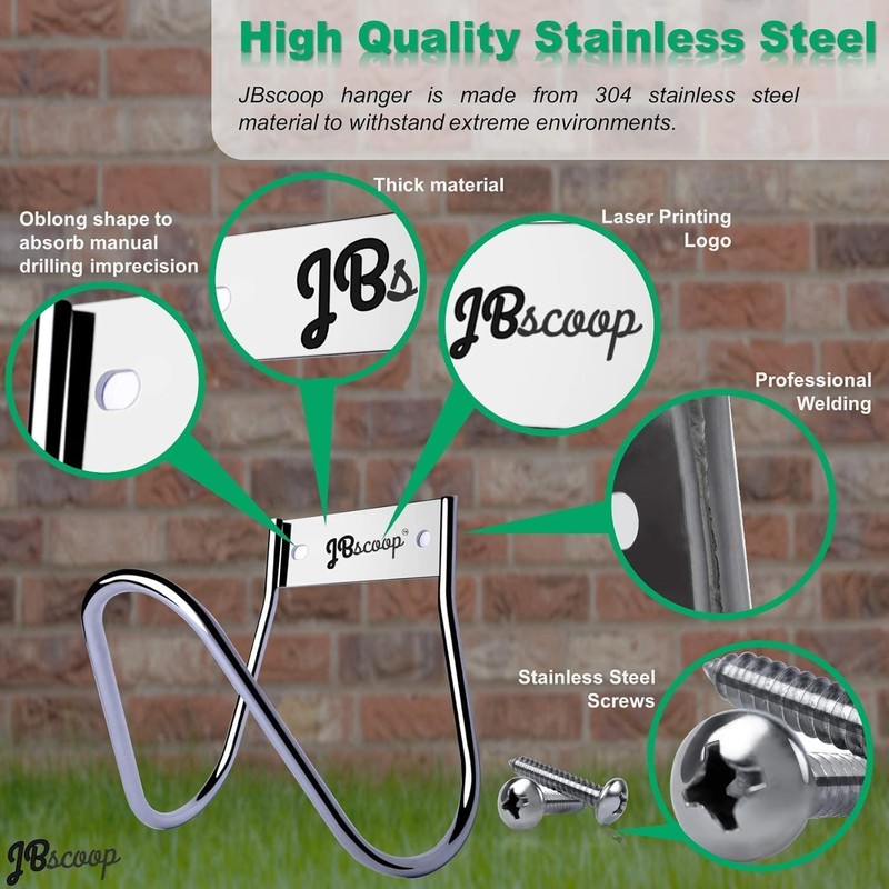 JBscoop Garden Hose Holder Stainless Steel Small Wall Mount Garden