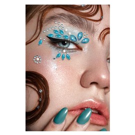 4 Sheets Face Jewels Tattoos Eye Jewelry Rhinestones Crystals Pearl Stickers Mermaid Face Gems Rave Eyes Body Bindi Makeup Temporary Stickers Decoration