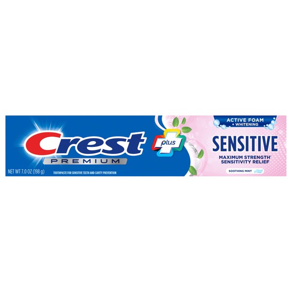 Crest, Toothpaste Premium Plus Whitening Active Foam Sensitive, 7 Ounce