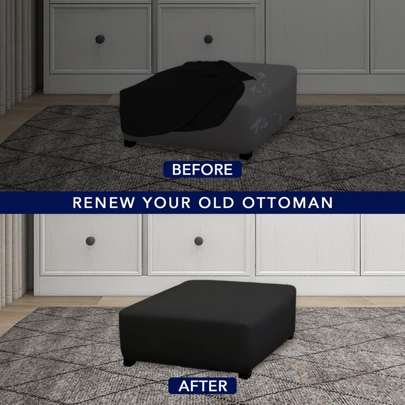 PureFit Super Stretch Form Fit Square Ottoman Cover Rectangle -