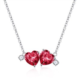Iefil Birthday Gifts for Women - Double Birthstone Necklace, Anniversary Birthday Gifts for Her, Wife Gifts, Mom Gifts, Daughter Gifts, Sister Gifts, July Birthstone Necklace, Ruby Jewelry