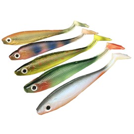 ANCLLO 20pcs Fishing Lure Fishing Device Lead Head Jigs Soft Fishing Lure Sinking Swimbait Soft Bait Rigged Lead Soft Bait Bass Swim Bait Rig for Salt Water and Freshwater