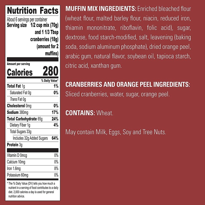 Krusteaz Cranberry Orange Muffin Mix, Contains Cranberries with Orange Zest