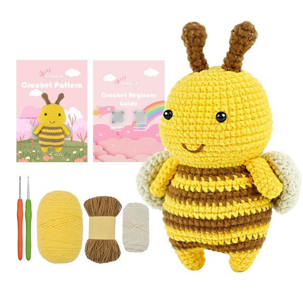 litlamigu Learn to Crochet Kit - Bee Amigurumi Crochet Animals