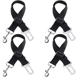 4PCS Dog Car Seat Belts Harness Cat Vehicles Safety Leads Seat Belts Clip Dog Car Restraints Harness Seatbelt Safety Belt Anti Shock Pet Seatbelt Clip for Vehicle Adjustable