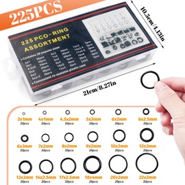 225 Pcs Rubber O Rings Kit, 18 Size Rubber Washer Seals, Kitchen Tap Washers Seals Spacers for Mixer Taps, Automotive Faucet Pressure Washers, Plumbing Sealing Repair