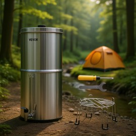 Stainless Steel Outdoor Water Filter System 2.25G Gravity Fed With 2 Filters For Camping And TravelDefault: Default