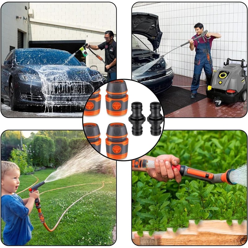 4 Piece Hose Coupling Set, Hose Connector 13 mm with