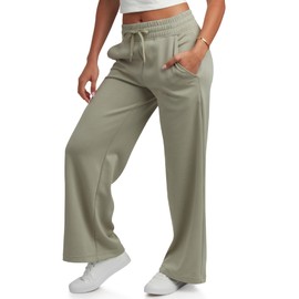 Spyder Women's Wide Leg Pants - Cozy Harmony Soft Scuba Double Knit Casual Sweatpants with Drawstring Waistband (Sizes: S-XL), Size X-Large, Light Olive
