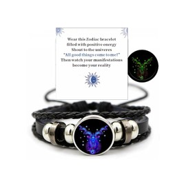 VBWEOI Gleym Bracelet, Zodiac Signs Spirit Bracelet, Multilayer Adjustable 12 Constellation Zodiac PU Leather Bracelet, Gleym Manifestation Bracelet Jewelry Gifts for Women and Man(capricorn)