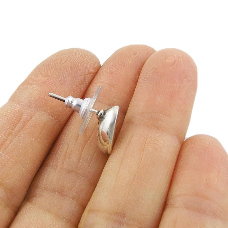 Coffee Bean 925 Sterling Silver Stud Earrings