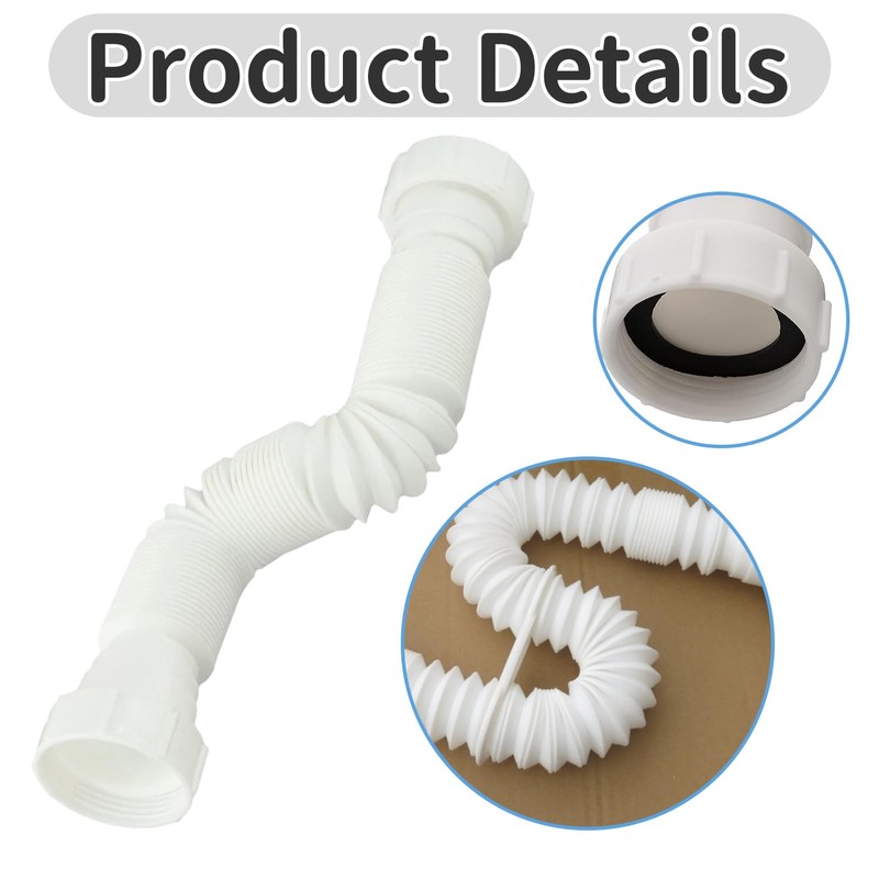 Flexible Drain Connector - White Double End Drain Adapter for