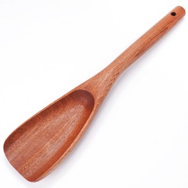 YAPULLYA Cooking Spatula for Nonstick Cookware, Wooden Spatula Spoon for Cooking, Stirring, Scooping, Scraping, Serving, Wooden Cooking Utensil Spoon and Spatula in one (sapele wood)