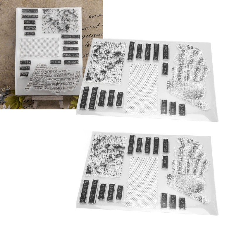 2Pcs Clear Stamp English Words Pattern Clear Safe Reusable TPR