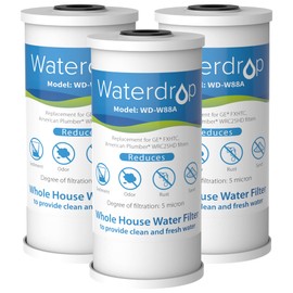 Waterdrop FXHTC Whole House Carbon Water Filter, Replacement for GE® FXHTC, GXWH40L, GXWH35F, Culligan® RFC-BBSA, American Plumber W10-PR, W10-BC, WRC25HD, 10" x 4.5" Cartridge, 5 Micron, Pack of 3