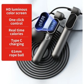 Cordless Jump Rope with Counter, 2 In 1 Weighted Ropeless Skipping Rope for Kids Women Men, Adjustable Digital Smart Jump Ropes