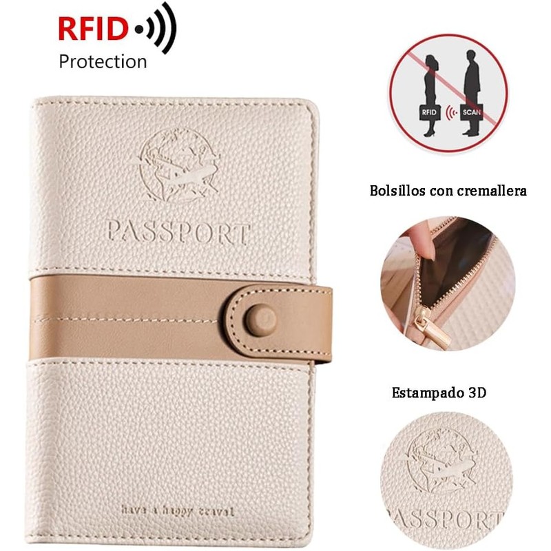 Lumbor37 Funda para Pasaporte, Cartera con Bloqueo Rfid Caja de