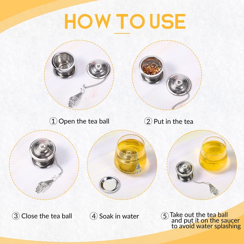 Retro Style Tea Leaf Mesh Strainer Infuser Set - 6