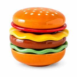 6-Piece Stackable Ceramic Burger Plate Set for Sauces & Dips