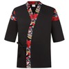 Unisex 3/4 Sleeve Black Sushi Chef Coat Kimono Cardigan Japanese