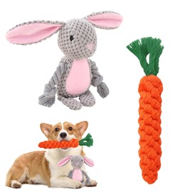 WOUYTPE Pack of 2 Dog Toys Rabbit, Puppy Toy, Dog Squeaky Toy, Suitable for Puppies, Medium Dogs, Large Dogs, Can Make Noise, Teeth Grinding, Clean Teeth