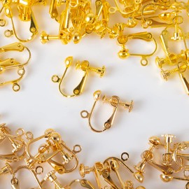 [Gold to choose from] Earring Parts: Gold A, 20 pieces (round type), Anti-fading coating, European Standard EN1811, Accessory Parts, Metal Allergy, Nickel-free Metal Fittings, Comes with Cans, Screw