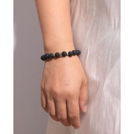 Wizock 8mm Round Crystals Beaded Bracelets Spiritual Stretch Bracelets for Women and Men Birthstone Jewelry Unisex (Lava Stone)