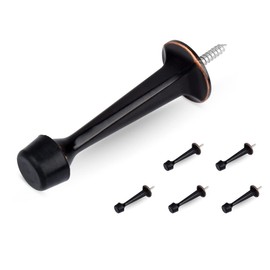 HOMOTEK 6 Pack Heavy Duty Solid Rigid Door Stop with Soft Rubber Tip, Zinc Die Cast Door Stopper Protect Wall & Door, Oil Rubbed Bronze