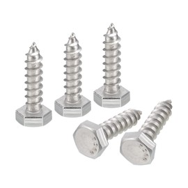 sourcing map Hex Head Lag Screws Bolts, 10pcs 1/4" x 1" 304 Stainless Steel Partial Thread Wood Screws