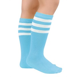 Century Star Blue Boys Girls Soccer Socks Youth Softball Socks Athletic Sock 1 Pair Light Blue White 9-12 Years